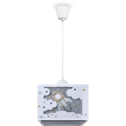 Paco Home - Suspension Enfant Abat-Jour Tissu Arc-En-Ciel Étoile Lion Dinosaure Lune Gris, Lampe à suspension - Type 7