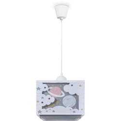 Paco Home - Suspension Enfant Abat-Jour Tissu Arc-En-Ciel Étoile Lion Dinosaure Lune Gris, Lampe à suspension - Type 5
