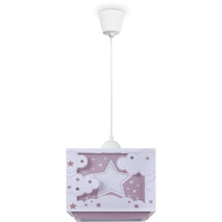 Paco Home - Suspension Enfant Abat-Jour Tissu Arc-En-Ciel Étoile Lion Dinosaure Lune Lampe à suspension - Type 4, Rose
