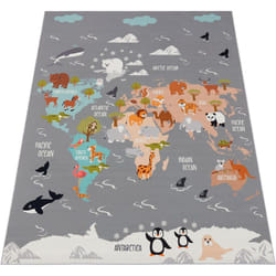 Paco Home - Tapis Chambre Enfant Bebe Fille Garcon Antidérapant Gris Bleu Marron 80x150 cm