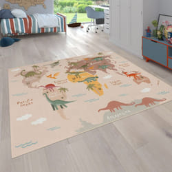 Paco Home - Tapis Chambre Enfant Bebe Fille Garcon Motif Animal Antidérapant Beige Marron 200 cm rond