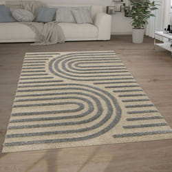 Paco Home - Tapis Poils Longs Tapis Salon Shaggy Aspect 3D Ethnique Boho Look Vintage Doux 60x100 cm, Gris 4