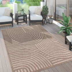 Paco Home Tapis Exterieur Terrasse Salon Cuisine 3D Uni Motif Geometrique Moderne Beige 80x150 cm
