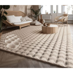 Paco Home - Tapis Bubble Salon Chambre Fourrure à poils longs Design géométrique 3D 160x220 cm, Crème 3