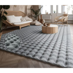 Paco Home - Tapis Bubble Salon Chambre Fourrure à poils longs Design géométrique 3D 120x160 cm, Gris 3