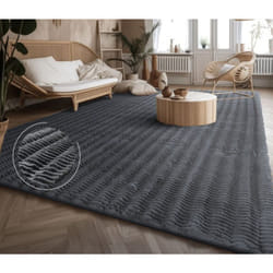 Paco Home - Tapis Bubble Salon Chambre Fourrure à poils longs Design géométrique 3D 160x220 cm, Anthracite