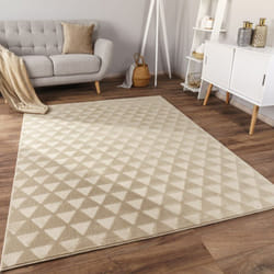 Paco Home - Tapis Salon Chambre Adulte Poils Ras Motif Boho Motif Scandinave Antidérapant 160x220 cm, Beige 2