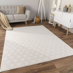 Paco Home - Tapis Salon Chambre Adulte Poils Ras Motif Boho Motif Scandinave Antidérapant 160x220 cm, Crème 2
