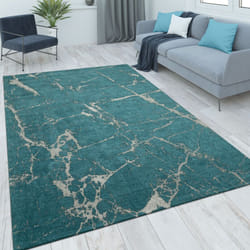 Paco Home Tapis Salon Chambre Adulte Poils Ras Vintage Motif Oriental Ornements 120x170 cm, Turquoise 3