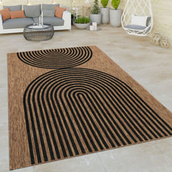 Paco Home - Tapis Exterieur Terrasse Salon Cuisine Boho Geometrique Ethnique Noir Marron 80x150 cm