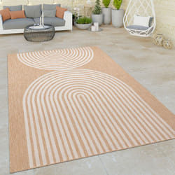 Paco Home - Tapis Exterieur Terrasse Salon Cuisine Motif Boho Geometrique Ethnique Beige 80x150 cm