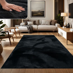 Paco Home - Tapis Salon Adulte Poil Long Shaggy Lavable En Machine Moelleux Pelucheux Noir 240x340 cm