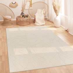Paco Home Tapis Salon Chambre Adulte Poil Long Shaggy Scandinave Boho Abstrait Pelucheux Beige 160x220 cm