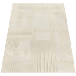 Paco Home - Tapis Salon Chambre Adulte Poils Ras Scandinave Boho Geometrique Uni Crème 240x340 cm