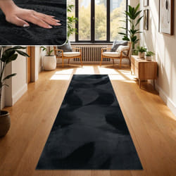 Paco Home - Tapis Salon Adulte Poil Long Shaggy Lavable En Machine Moelleux Pelucheux Noir 80x300 cm