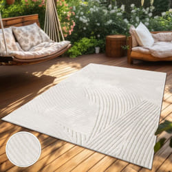 Paco Home - Tapis Exterieur Terrasse Salon Cuisine Motif Scandinave Motif Boho Uni 200x290 cm, Crème 5
