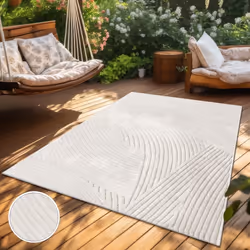 Paco Home Tapis DExtérieur Résistant Aux Intempéries Balcon Skandi Boho Uni Beige Crème Crème 80x150 cm