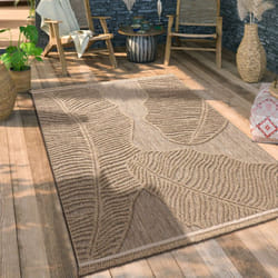 Paco Home - Tapis Exterieur Terrasse Salon Cuisine Motif Boho Motif Fleuri Franges Beige 160x220 cm