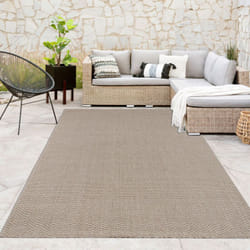 Paco Home - Tapis D'Extérieur Résistant Aux Intempéries Balcon Salon Motif Uni Boho Crème 160x220 cm