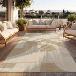 Paco Home - Tapis D'Extérieur Résistant Aux Intempéries Salon Boho Géométrique Beige Crème 80x150 cm