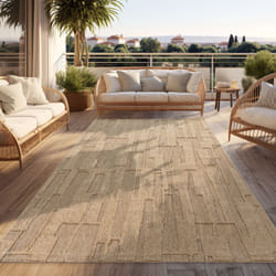 Paco Home - Tapis D'Extérieur Résistant Aux Intempéries Balcon Salon Design Abstrait Beige 120x160 cm