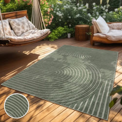 Paco Home Tapis DExtérieur Résistant Aux Intempéries Balcon Salon Skandi Boho Arc-En-Ciel Gris Vert Vert 200 cm rond