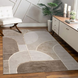 Paco Home - Tapis De Salon Motif Géométrique Court Motif Arc Design Abstrait Beige Crème 80x150 cm