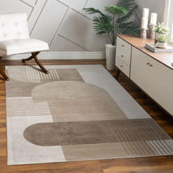 Paco Home - Tapis De Salon Chambre à Coucher Motif Géométrique Arc Abstrait Crème Beige 80x150 cm