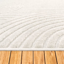 Paco Home - Tapis D'Extérieur Résistant Aux Intempéries Salon Skandi Arc-En-Ciel Crème 200 cm rond