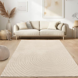 Paco Home - Tapis de salon Scandinave Japandi Boho Motif abstrait 3D Uni Crème 200x280 cm