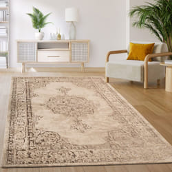 Paco Home - Tapis Salon Chambre Vintage Oriental Motif Abstrait Moderne Beige 200x280 cm