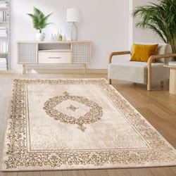 Paco Home - Tapis Salon Chambre Vintage Oriental Motif Abstrait Beige Blanc 80x300 cm