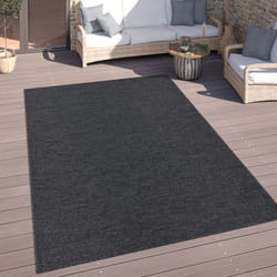 Paco Home - Tapis Exterieur Moderne Terrasse Salon Cuisine Uni Lavable En Machine 160x220 cm, Anthracite