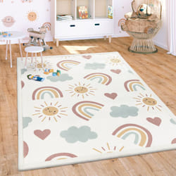 Paco Home - Tapis Chambre Enfant Bebe Fille Garcon Antidérapant Arc-en-ciel Animal Pois 80x150 cm, Multicolore 2