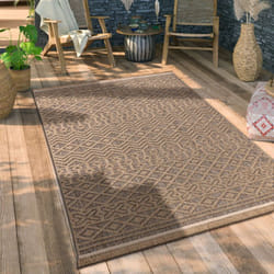Paco Home - Tapis Exterieur Terrasse Salon Cuisine Motif Boho Motif Fleuri Geometrique 80x150 cm, Beige