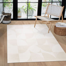 Paco Home - Tapis Salon Chambre Adulte Poils Ras Uni Motif Scandinave Motif Geometrique 160x220 cm, Crème 4