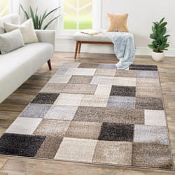 Paco Home - Tapis Salon Chambre Adulte Poils Ras Motif Abstrait Motif Geometrique Vagues 120x170 cm, Beige 4