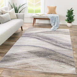 Paco Home - Tapis Salon Chambre Adulte Poils Ras Motif Abstrait Motif Geometrique Vagues 160x220 cm, Beige 2