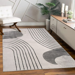 Paco Home - Tapis Salon Chambre Adulte Poils Ras Motif Fleuri Arc-en-ciel Motif Geometrique 200x290 cm, Gris 4