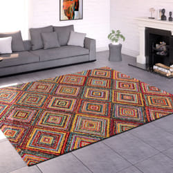 Paco Home - Tapis Salon Chambre Adulte Poils Ras Motif Ethnique Motif Geometrique Losange 200x290 cm, Multicolore 2