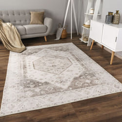 Paco Home - Tapis Salon Chambre Adulte Poils Ras Motif Oriental Ornements Moelleux 60x100 cm, Beige 3