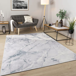 Paco Home - Tapis Salon Chambre Motif Abstrait Mamor Aspect Moderne Lavable 80x150 cm, Gris