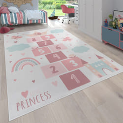 Paco Home - Tapis Chambre Enfant Bebe Fille Garcon Coeur Antidérapant Crème 140x200 cm