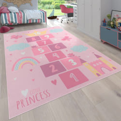 Paco Home - Tapis Chambre Enfant Bebe Fille Garcon Coeur Antidérapant Pink Rose 140x200 cm