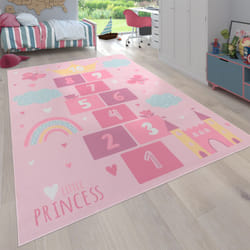 Paco Home - Tapis Chambre Enfant Bebe Fille Garcon Coeur Antidérapant Pink Rose 80x150 cm
