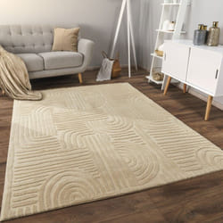 Paco Home - Tapis Salon Chambre Adulte Poils Ras Scandinave Motif Boho Motif Geometrique 120x160 cm, Beige 7