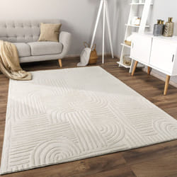Paco Home - Tapis Salon Chambre Adulte Poils Ras Scandinave Motif Boho Motif Geometrique 240x340 cm, Crème 7