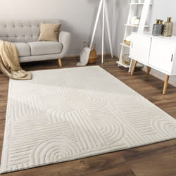 Paco Home - Tapis Salon Chambre Adulte Poils Ras Scandinave Motif Boho Motif Geometrique 80x150 cm, Crème 7