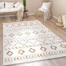 Paco Home - Tapis Salon Chambre Adulte Poils Ras Moderne Boho Ethnique Scandinave Franges 120x170 cm, Multicolore 6
