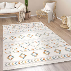Paco Home - Tapis Salon Chambre Adulte Poils Ras Moderne Boho Ethnique Scandinave Franges 80x150 cm, Multicolore 6
